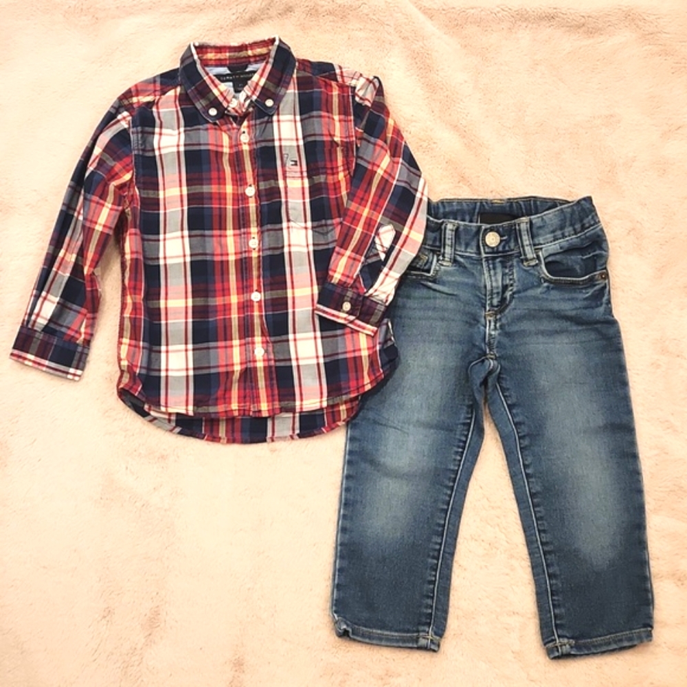 Tommy Hilfiger Plaid & Gap Jeans